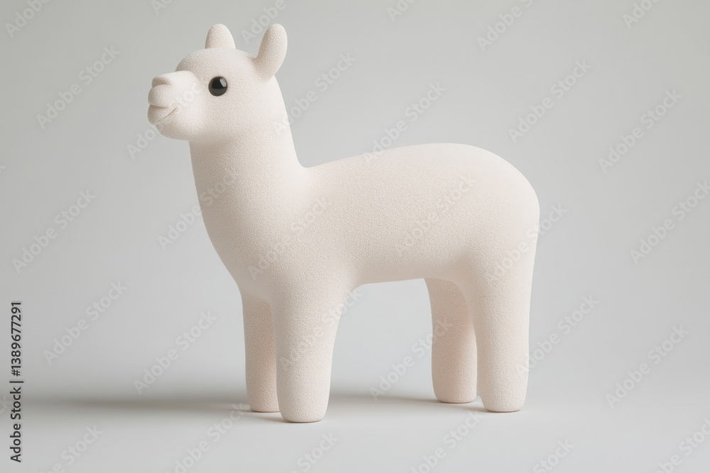 Cream-colored llama figurine, simple design Cream-colored llama figurine, simple design