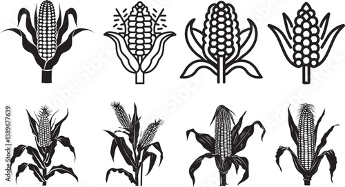 corn icon linear black on white background