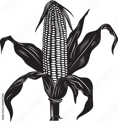 corn silhouette vector black