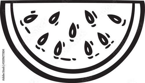 Half watermelon front view icon linear black