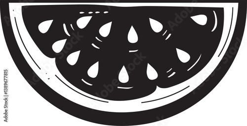 Half watermelon front view icon linear black