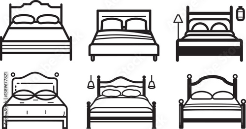 bed icon linear black on white background