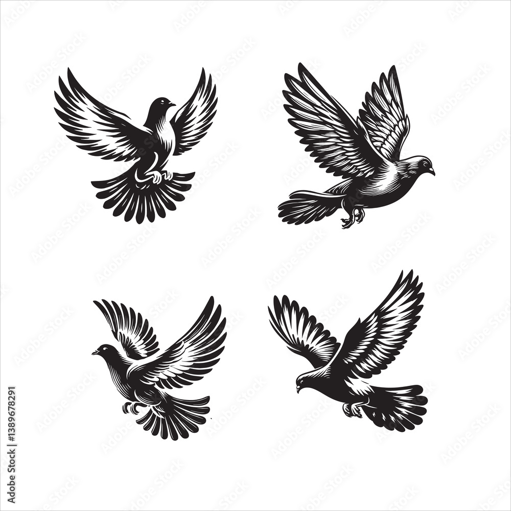 Obraz premium Pigeons flying vector