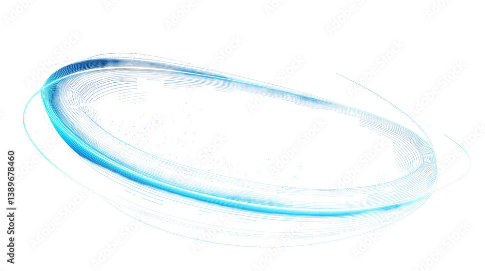 Obraz premium Abstract 3D Illustration Of Glowing Blue Loop Shape On Black Background