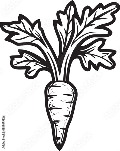 Carrot vegetable with leaves icon linear black