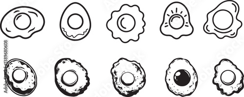 Fried Egg icon linear black on white background