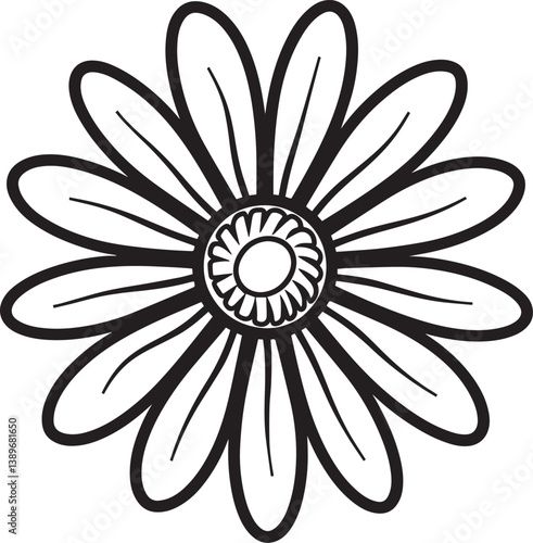 Daisy flower front view icon linear black