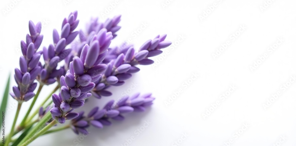 Obraz premium Fresh lavender flower bouquet on a clean white background, spa, decoration