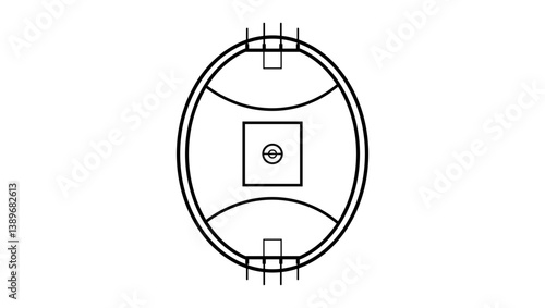 Australian football field , black isolated silhouette