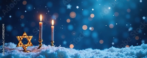 Wallpaper Mural Hanukkah background featuring David stars and snowflakes, perfect for winter holiday themes,  festive,  winter Torontodigital.ca