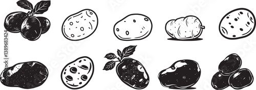 Potato icon linear black on white background
