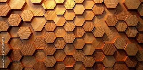 Wallpaper Mural Hexagon patterned wood textured background with warm tones and natural grain detail,  surface,  concept Torontodigital.ca