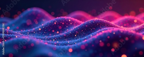 Wallpaper Mural High-tech 3D render of abstract background with futuristic particle waves representing music audio frequencies,  visualization,  3D render Torontodigital.ca