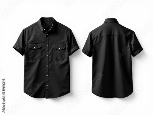 Modern short sleeve work shirt mockup front and back view
