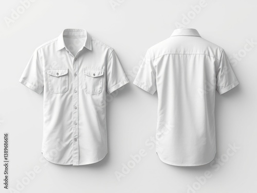 Modern short sleeve work shirt mockup front and back view