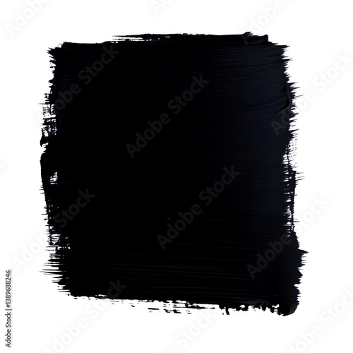 Abstract Black Square Brushstroke Texture Isolated on Transparent Background