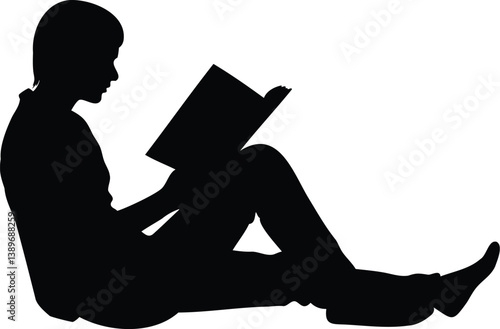Silhouette of Person Reading Book While Sitting on Ground