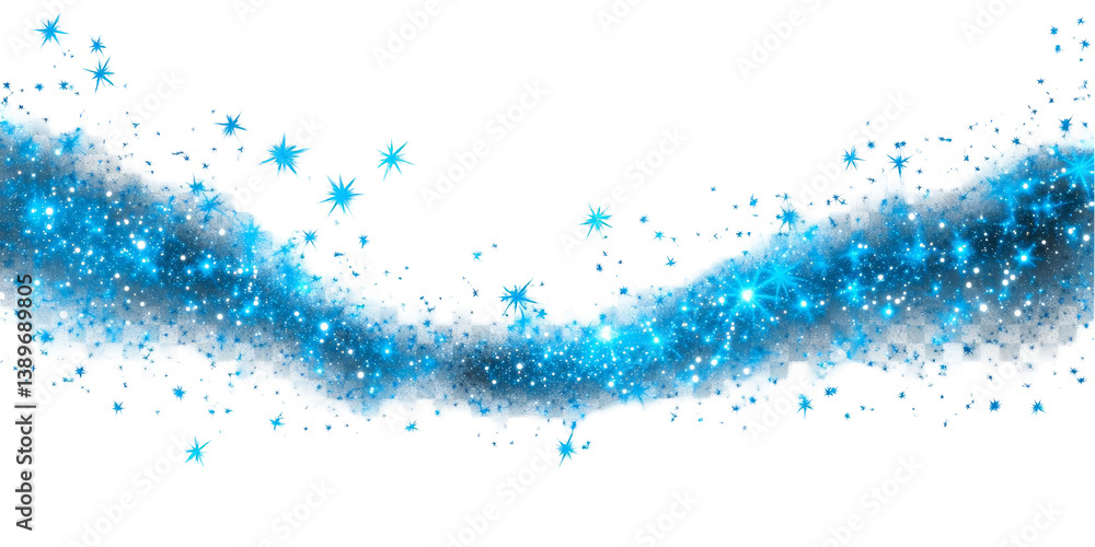 Obraz premium Abstract Blue Glitter Wave Illustration On Black Background With Sparkling Light