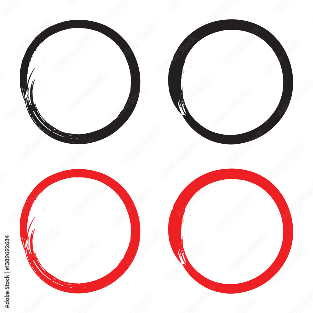Vector brush strokes circles and oval isolated on white Vector brush strokes circles and oval isolated on white
