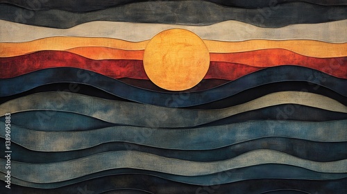 Watercolor ocean sunset sympathy card wave patterns soft gradient background with floating message panel