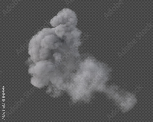 Explosion smoke cloud. Isolated on transparent background
