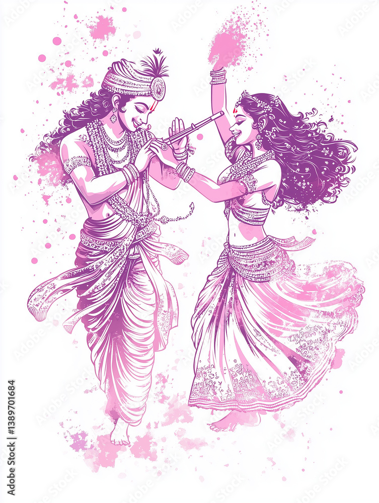 Obraz premium Radha Krishna Holi
