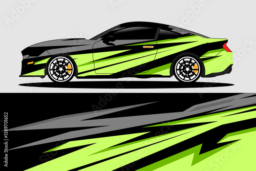 Sleek green and black sports car with dynamic design showcased against a simple background