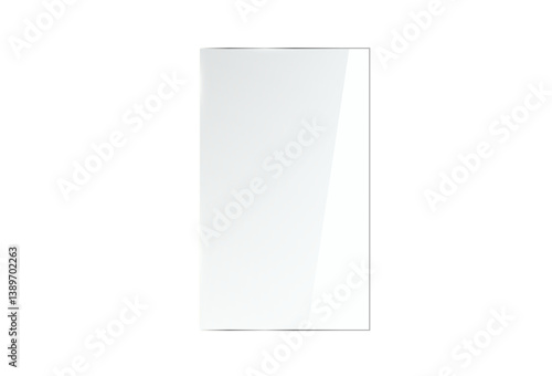 Png Acrylic glass panel on transparent background. Realistic glossy plate with light glare and shadow. Clear rectangle frame template for design. Isolated Png illustration. 