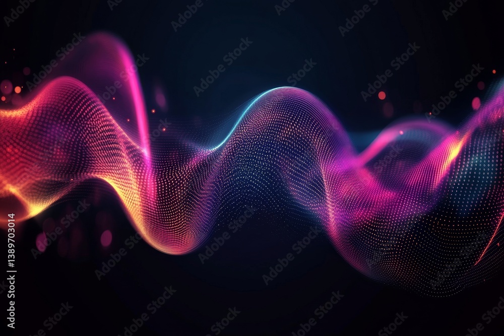 Fototapeta premium Abstract digital wave design with vibrant colors and particles