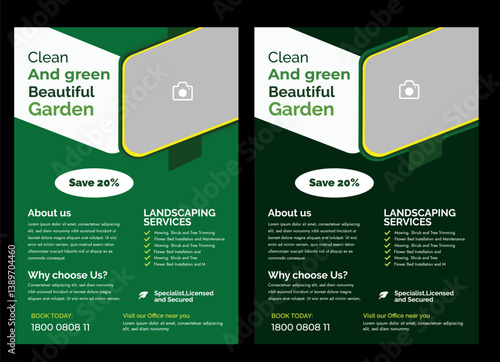 
lawn care garden or landscaping services Tree and gardening service poster leaflet design. lawnmower flyer template.

