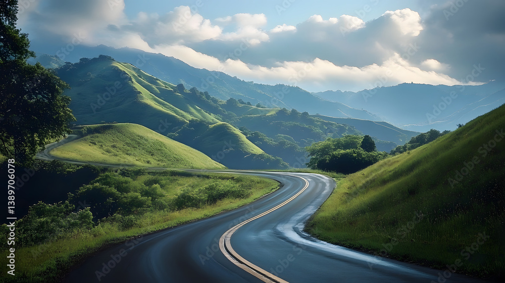 Naklejka premium hills hilly road