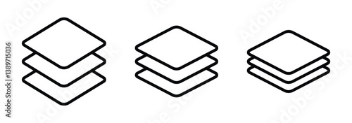 Layers icon. Layer line, outline icon. Three layer line icon set. Vector layers icon. Canvas icon vector illustration.