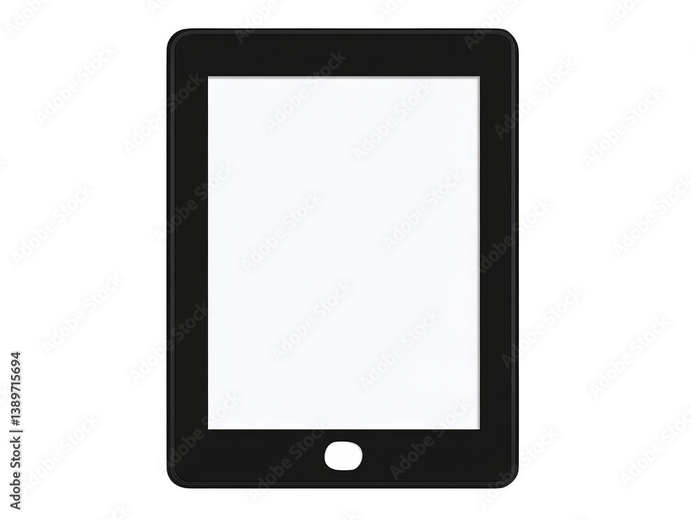 Black Tablet Device Illustration With White Screen Isolated on Transparent Background Black Tablet Device Illustration With White Screen Isolated on Transparent Background