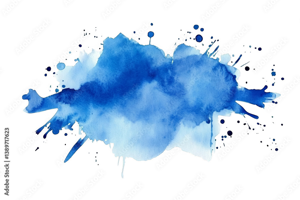 Fototapeta premium Abstract Watercolor Blue Splash Illustration On Transparent Background