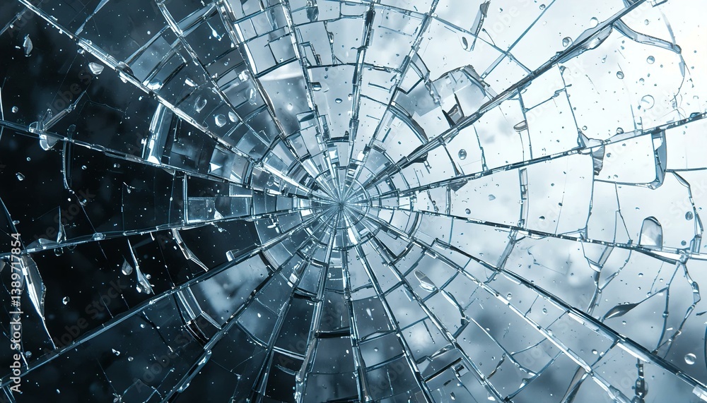 Obraz premium A shattered glass effect with realistic cracks and broken pieces, isolated on a transparent background for dramatic design compositions.