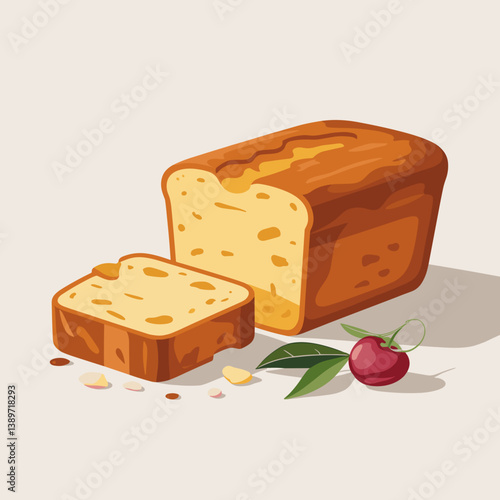 Classic Butter Pound Cake Loaf with Sliced Piece