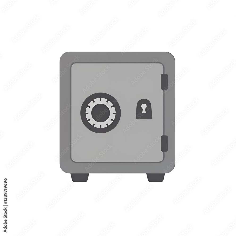 Grey metallic safe box icon with combination lock and keyhole on isolated white and transparent background, concept for security system, banking, finance, and data protection Grey metallic safe box icon with combination lock and keyhole on isolated white and transparent background, concept for security system, banking, finance, and data protection
