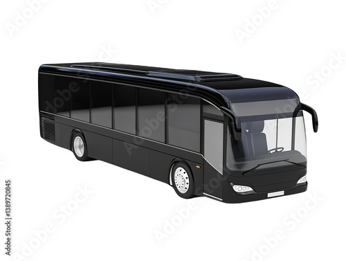 Black Modern Bus Realistic 3D Illustration Isolated On Transparent Background