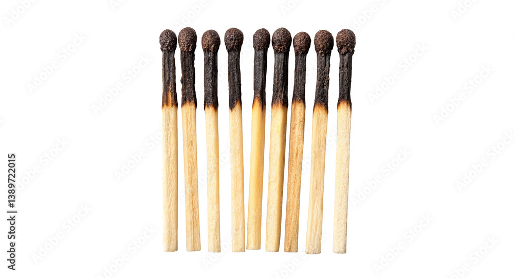 Burned matches isolated on transparent background Burned matches isolated on transparent background