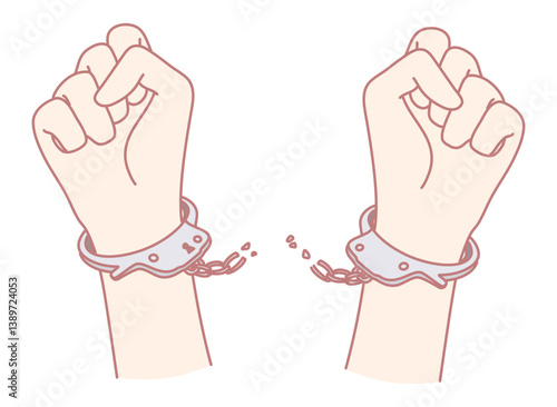 An evocative illustration depicting hands breaking free from heavy chains, symbolizing freedom and empowerment for all