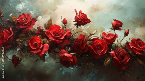 Wallpaper Mural Red roses bouquet. Generative AI Torontodigital.ca