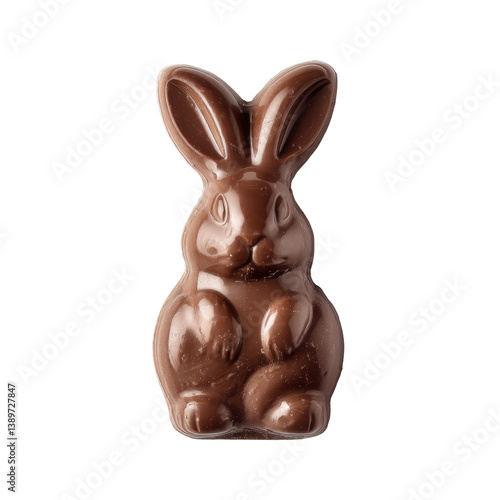 Obraz na płótnie A chocolate bunny figure, crafted in a traditional style, showcases its detailed ears and paws, making it an appealing treat for festive occasions. w salonie