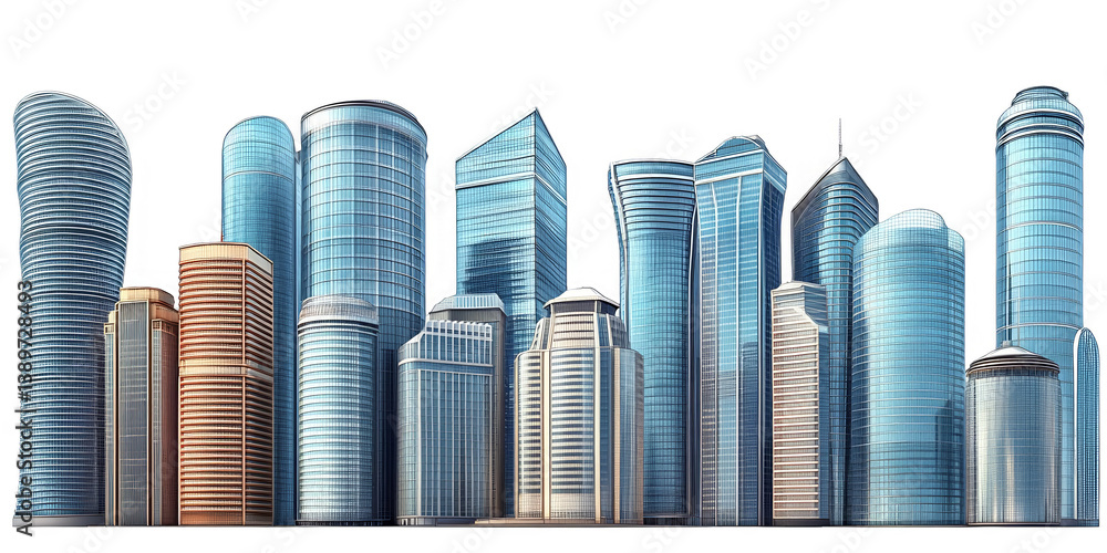 Fototapeta premium Illustration Of Cityscape Skyline Skyscrapers In Urban Architecture Design