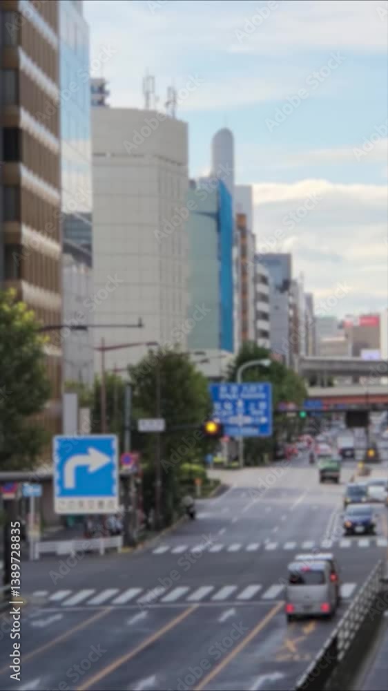 東京都市風景 自動車 道路 交通 イメージ ぼかし 縦型動画 東京都市風景 自動車 道路 交通 イメージ ぼかし 縦型動画