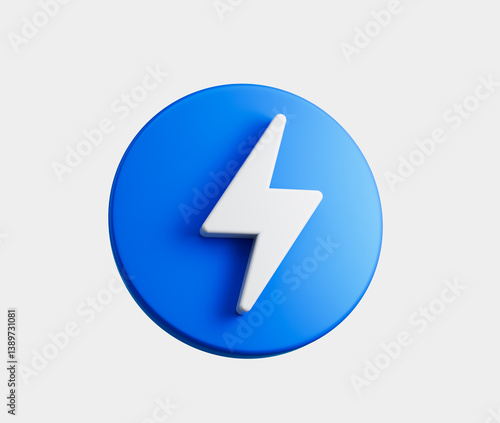 Free Download Blue icon with a white lightning bolt symbol, symbolizing energy, power and speed, 3d illustration - GFXLoad