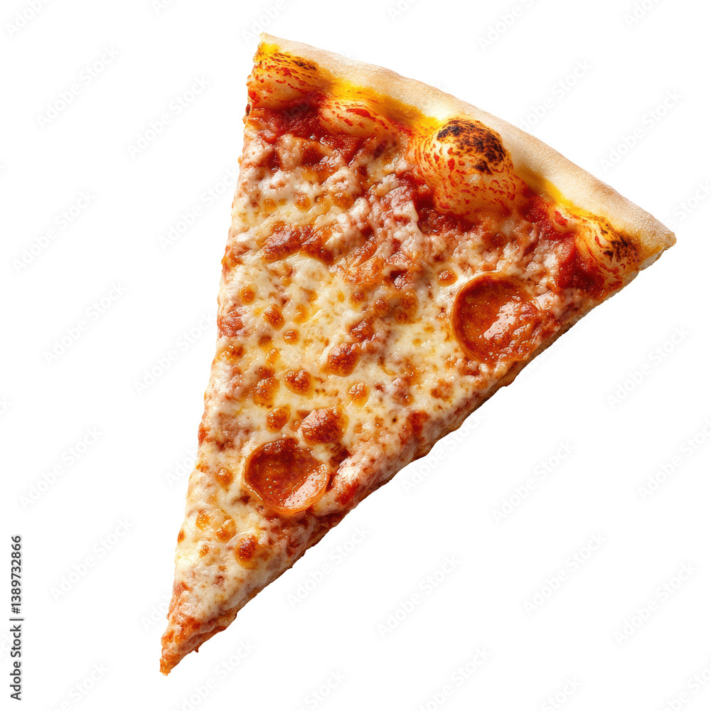 A slice of pizza topped with mozzarella cheese, pepperoni, and a crispy crust. A slice of pizza topped with mozzarella cheese, pepperoni, and a crispy crust.