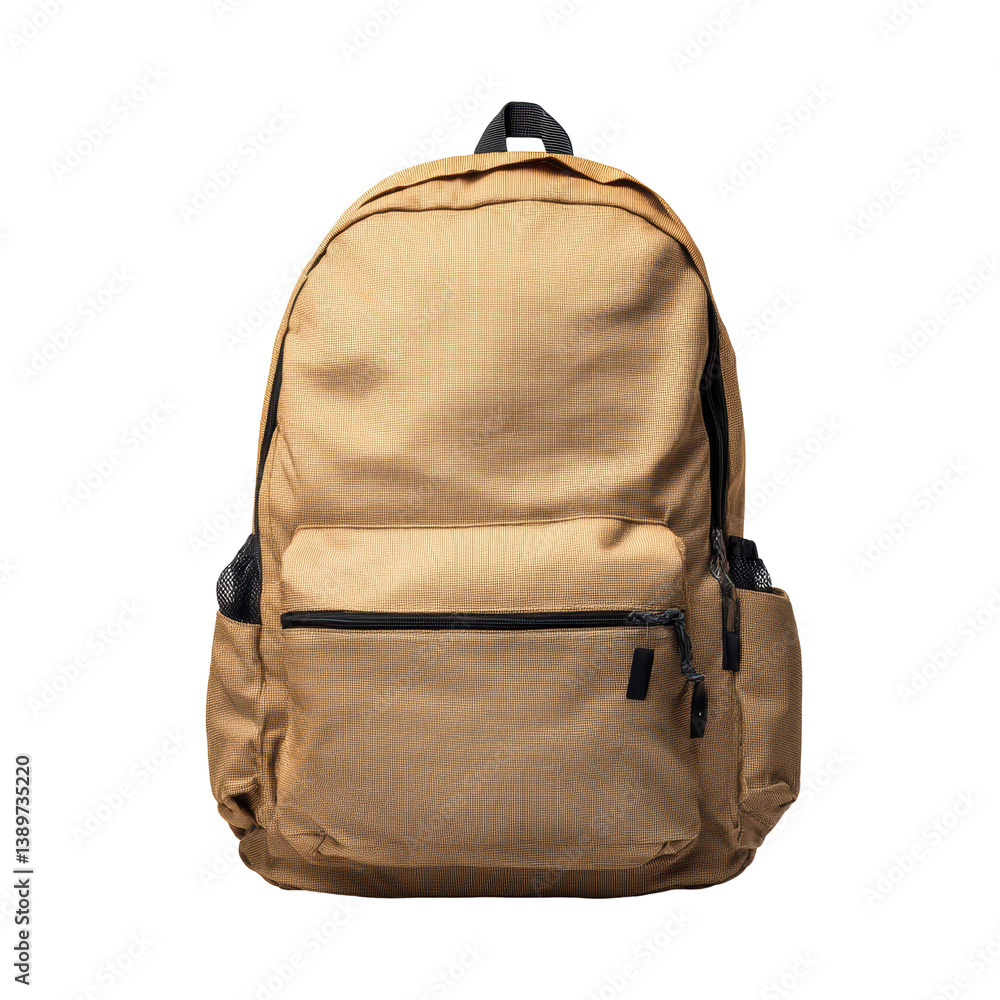 Naklejka premium A stylish, textured backpack featuring multiple compartments and a classic design, suitable for daily use and travel.