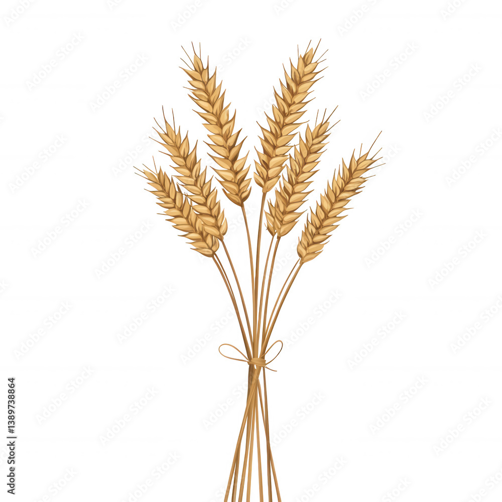 A bundle of golden wheat stalks tied together, symbolizing harvest and abundance, with a white isolated background for a clean and elegant presentation. A bundle of golden wheat stalks tied together, symbolizing harvest and abundance, with a white isolated background for a clean and elegant presentation.