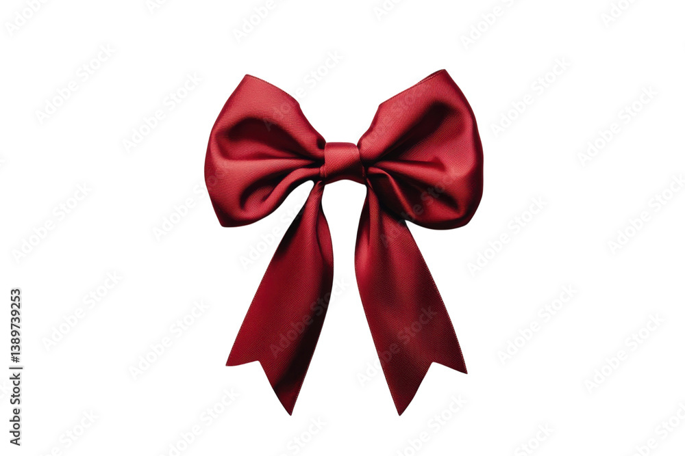Elegant dark red satin ribbon bow perfect gift wrapping detail minimalist design on light grey Elegant dark red satin ribbon bow perfect gift wrapping detail minimalist design on light grey