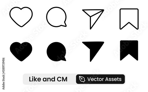 Like& Comment & Share & Save, Likes. Different styles, color, social media likes, Vector icons.